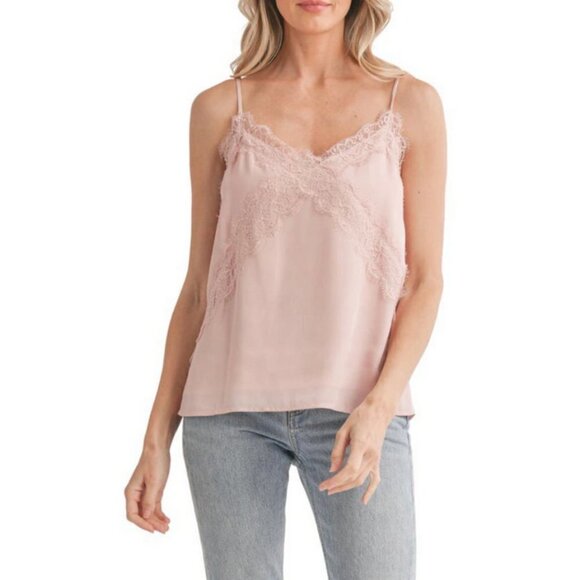 💕LUSH💕 Lace Trim V-Neck Camisole ~ Ballet Pink L NWT - Picture 2 of 9